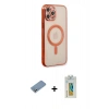 MARSİLYAN™- iPhone 12 Pro Kılıf Doruk Minimal - Siyah Polymer Nano Ekran Koruyucu + Shine Kamera Lens Koruma Cam - GS