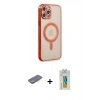 MARSİLYAN™- iPhone 12 Pro Kılıf Doruk Minimal - Siyah Polymer Nano Ekran Koruyucu + Renkli Kamera Lens Koruma Cam - MI
