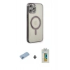 MARSİLYAN™- iPhone 12 Pro Kılıf Doruk Minimal - Siyah Polymer Nano Ekran Koruyucu + Shine Kamera Lens Koruma Cam - MI