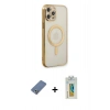 MARSİLYAN™- iPhone 12 Pro Kılıf Doruk Minimal - Siyah Polymer Nano Ekran Koruyucu + Metal Kamera Lens Koruma Cam - AKYL