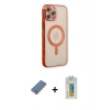 MARSİLYAN™- iPhone 12 Pro Kılıf Doruk Minimal - Siyah Polymer Nano Ekran Koruyucu + Metal Kamera Lens Koruma Cam - AKYL