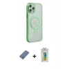 MARSİLYAN™- iPhone 12 Pro Kılıf Doruk Minimal - Siyah Polymer Nano Ekran Koruyucu + Metal Kamera Lens Koruma Cam - AKYL