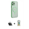 MARSİLYAN™- iPhone 12 Pro Kılıf Doruk Minimal - Siyah Polymer Nano Ekran Koruyucu + Kamera Lens Koruma Cam - SF