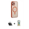 MARSİLYAN™- iPhone 12 Pro Kılıf Doruk Minimal - Siyah Polymer Nano Ekran Koruyucu + Kamera Lens Koruma Cam - SF