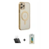 MARSİLYAN™- iPhone 12 Pro Kılıf Doruk Minimal - Siyah Polymer Nano Ekran Koruyucu + Kamera Lens Koruma Cam - SF