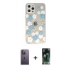 MARSİLYAN™- iPhone 12 Pro Kılıf Eksen Asil Prime - Şeffaf 360 Full Body Arka Koruyucu + Neon Fosforlu Kamera Lens - BZ