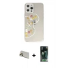 MARSİLYAN™- iPhone 12 Pro Kılıf Eksen Asil Prime - Şeffaf 360 Full Body Arka Koruyucu + Gold Rainbow Kamera Lens Koruma Cam