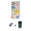 MARSİLYAN™- iPhone 12 Pro Kılıf Eksen Asil Prime - Şeffaf 360 Full Body Arka Koruyucu + Metal Kamera Lens Koruma Cam - MI