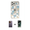 MARSİLYAN™- iPhone 12 Pro Kılıf Eksen Asil Prime - Şeffaf 360 Full Body Arka Koruyucu + Neon Fosforlu Kamera Lens - SI