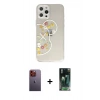 MARSİLYAN™- iPhone 12 Pro Kılıf Eksen Asil Prime - Şeffaf 360 Full Body Arka Koruyucu + Neon Fosforlu Kamera Lens - TU