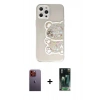 MARSİLYAN™- iPhone 12 Pro Kılıf Eksen Asil Prime - Şeffaf 360 Full Body Arka Koruyucu + Neon Fosforlu Kamera Lens - TU