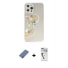 MARSİLYAN™- iPhone 12 Pro Kılıf Eksen Asil Prime - Şeffaf Uv Polymer Nano Ekran Koruyucu + Açık Yeşil Metal Kamera Lens Koruma Cam