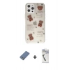 MARSİLYAN™- iPhone 12 Pro Kılıf Eksen Asil Prime - Şeffaf Uv Polymer Nano Ekran Koruyucu + Açık Yeşil Metal Kamera Lens Koruma Cam