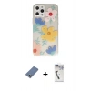 MARSİLYAN™- iPhone 12 Pro Kılıf Eksen Asil Prime - Şeffaf Uv Polymer Nano Ekran Koruyucu + Açık Yeşil Metal Kamera Lens Koruma Cam
