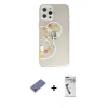 MARSİLYAN™- iPhone 12 Pro Kılıf Eksen Asil Prime - Şeffaf Uv Polymer Nano Ekran Koruyucu + Metal Kamera Lens Koruma Cam - GD
