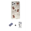 MARSİLYAN™- iPhone 12 Pro Kılıf Eksen Asil Prime - Şeffaf Uv Polymer Nano Ekran Koruyucu + Metal Kamera Lens Koruma Cam - GD