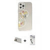 MARSİLYAN™- iPhone 12 Pro Kılıf Eksen Asil Prime - Şeffaf Uv Polymer Nano Ekran Koruyucu + Rainbow Kamera Lens Koruma Cam - GD