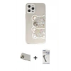 MARSİLYAN™- iPhone 12 Pro Kılıf Eksen Asil Prime - Şeffaf Uv Polymer Nano Ekran Koruyucu + Rainbow Kamera Lens Koruma Cam - GD