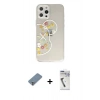 MARSİLYAN™- iPhone 12 Pro Kılıf Eksen Asil Prime - Şeffaf Uv Polymer Nano Ekran Koruyucu + Metal Kamera Lens Koruma Cam - GS