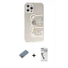 MARSİLYAN™- iPhone 12 Pro Kılıf Eksen Asil Prime - Şeffaf Uv Polymer Nano Ekran Koruyucu + Metal Kamera Lens Koruma Cam - MR