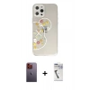 MARSİLYAN™- iPhone 12 Pro Kılıf Eksen Asil Prime - Şeffaf Uv Polymer Nano Ekran Koruyucu + Neon Fosforlu Kamera Lens - TU