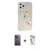 MARSİLYAN™- iPhone 12 Pro Kılıf Eksen Asil Prime - Şeffaf Uv Polymer Nano Ekran Koruyucu + Neon Fosforlu Kamera Lens - SI
