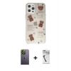 MARSİLYAN™- iPhone 12 Pro Kılıf Eksen Asil Prime - Şeffaf Uv Polymer Nano Ekran Koruyucu + Neon Fosforlu Kamera Lens - YL