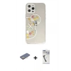 MARSİLYAN™- iPhone 12 Pro Kılıf Eksen Asil Prime - Şeffaf Uv Polymer Nano Ekran Koruyucu + Renkli Kamera Lens Koruma Cam - SI