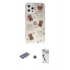 MARSİLYAN™- iPhone 12 Pro Kılıf Eksen Asil Prime - Şeffaf Uv Polymer Nano Ekran Koruyucu + Renkli Kamera Lens Koruma Cam - TU