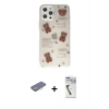 MARSİLYAN™- iPhone 12 Pro Kılıf Eksen Asil Prime - Şeffaf Uv Polymer Nano Ekran Koruyucu + Renkli Kamera Lens Koruma Cam - SI