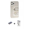 MARSİLYAN™- iPhone 12 Pro Kılıf Eksen Asil Prime - Şeffaf Uv Polymer Nano Ekran Koruyucu + Renkli Kamera Lens Koruma Cam - TU