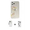 MARSİLYAN™- iPhone 12 Pro Kılıf Eksen Asil Prime - Şeffaf Uv Polymer Nano Ekran Koruyucu + Shine Kamera Lens - GS