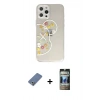 MARSİLYAN™- iPhone 12 Pro Kılıf Eksen Asil Prime - Siyah 34D Hayalet Izgaralı Cam + Metal Kamera Lens Koruma Cam - AKYL