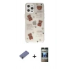 MARSİLYAN™- iPhone 12 Pro Kılıf Eksen Asil Prime - Siyah 34D Hayalet Izgaralı Cam + Metal Kamera Lens Koruma Cam - GD