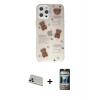 MARSİLYAN™- iPhone 12 Pro Kılıf Eksen Asil Prime - Siyah 34D Hayalet Izgaralı Cam + Rainbow Kamera Lens Koruma Cam - GD