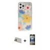 MARSİLYAN™- iPhone 12 Pro Kılıf Eksen Asil Prime - Siyah 34D Hayalet Izgaralı Cam + Rainbow Kamera Lens Koruma Cam - GD