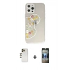 MARSİLYAN™- iPhone 12 Pro Kılıf Eksen Asil Prime - Siyah 34D Hayalet Izgaralı Cam + Shine Kamera Lens - GD