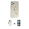MARSİLYAN™- iPhone 12 Pro Kılıf Eksen Asil Prime - Siyah 34D Hayalet Izgaralı Cam + Shine Kamera Lens - GD
