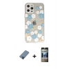 MARSİLYAN™- iPhone 12 Pro Kılıf Eksen Asil Prime - Siyah 34D Hayalet Izgaralı Cam + Metal Kamera Lens Koruma Cam - MI