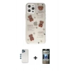 MARSİLYAN™- iPhone 12 Pro Kılıf Eksen Asil Prime - Siyah 34D Hayalet Izgaralı Cam + Mavi Shine Kamera Lens