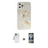 MARSİLYAN™- iPhone 12 Pro Kılıf Eksen Asil Prime - Siyah 34D Hayalet Izgaralı Cam + Mavi Shine Kamera Lens