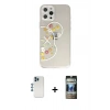 MARSİLYAN™- iPhone 12 Pro Kılıf Eksen Asil Prime - Siyah 34D Hayalet Izgaralı Cam + Mavi Shine Kamera Lens