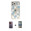 MARSİLYAN™- iPhone 12 Pro Kılıf Eksen Asil Prime - Siyah 34D Hayalet Izgaralı Cam + Neon Fosforlu Kamera Lens - TU