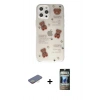 MARSİLYAN™- iPhone 12 Pro Kılıf Eksen Asil Prime - Siyah 34D Hayalet Izgaralı Cam + Renkli Kamera Lens Koruma Cam - SI