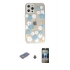 MARSİLYAN™- iPhone 12 Pro Kılıf Eksen Asil Prime - Siyah 34D Hayalet Izgaralı Cam + Sarı Renkli Kamera Lens Koruma Cam