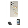 MARSİLYAN™- iPhone 12 Pro Kılıf Eksen Asil Prime - Siyah 34D Hayalet Izgaralı Cam + Kamera Lens Koruma Cam - SF