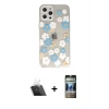MARSİLYAN™- iPhone 12 Pro Kılıf Eksen Asil Prime - Siyah 34D Hayalet Izgaralı Cam + Kamera Lens Koruma Cam - SF