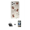 MARSİLYAN™- iPhone 12 Pro Kılıf Eksen Asil Prime - Siyah 34D Hayalet Izgaralı Cam + Kamera Lens Koruma Cam - SF