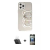 MARSİLYAN™- iPhone 12 Pro Kılıf Eksen Asil Prime - Siyah 34D Hayalet Izgaralı Cam + Kamera Lens Koruma Cam - SF