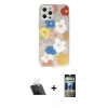 MARSİLYAN™- iPhone 12 Pro Kılıf Eksen Asil Prime - Siyah 34D Hayalet Izgaralı Cam + Kamera Lens Koruma Cam - SF